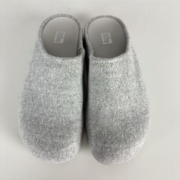 FitFlop Shuv Felt Clogs Slippers in Tiptoe Gray Slide Shoes - Picture 4 of 13